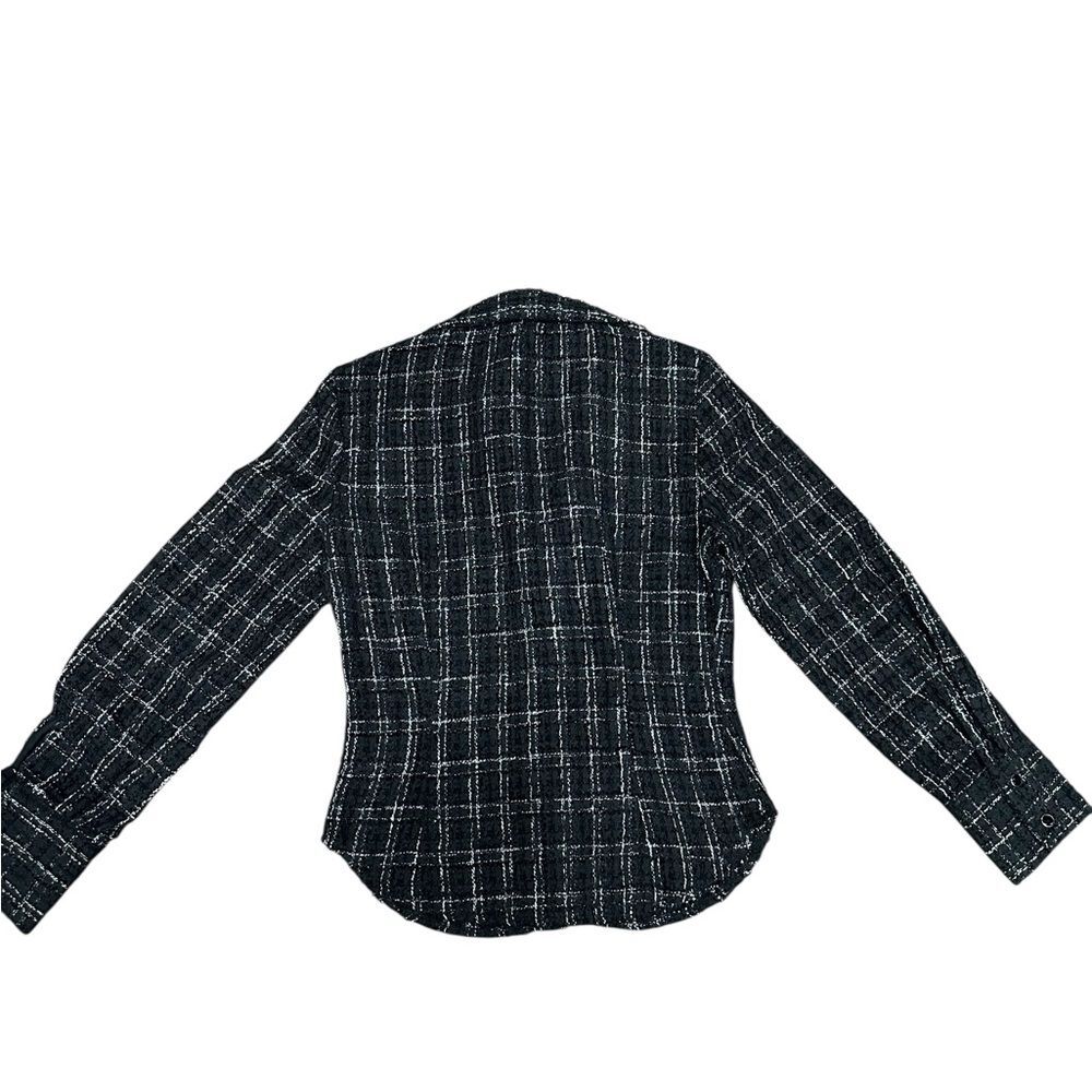 ZARA WOMEN FITTED STRUCTURED PLAID BALCK/WHITE SHIRT - Picture 5 of 5